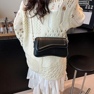 Neiman Marcus Black Folded Vegan Leather Purse